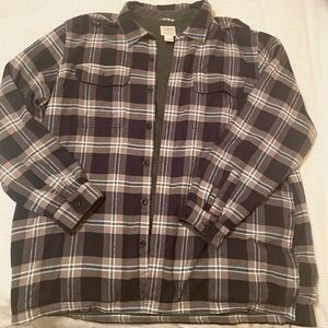 LL Bean Men’s flannel lined plaid shirt jacket